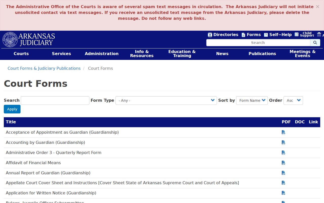 Little River County arrest warrant and summons form directory