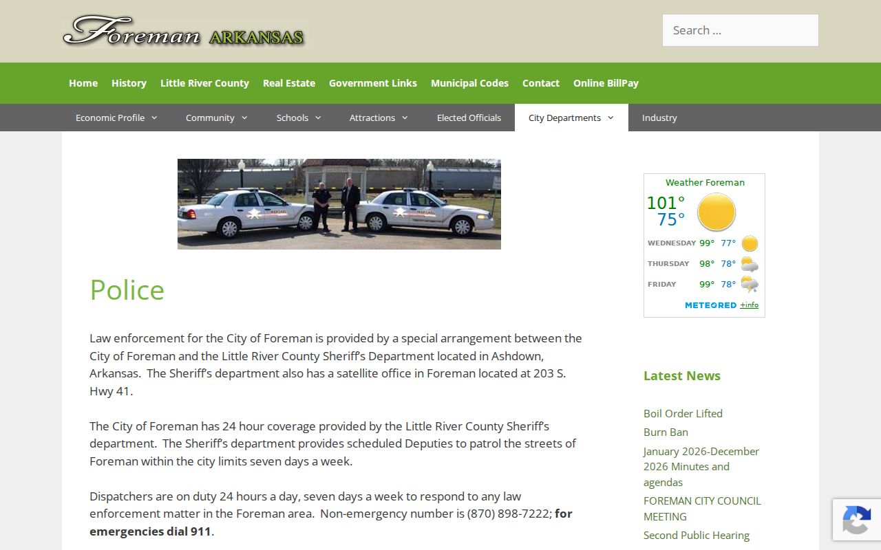 Foreman Sheriff coverage source for Foreman warrants